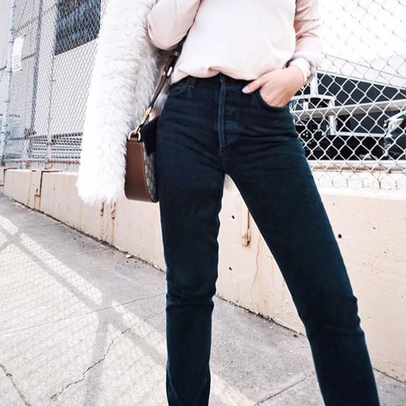 agolde riley high rise slim crop jeans